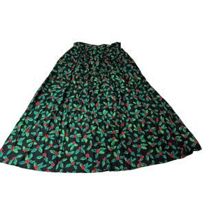 Vintage Bechamel Size 8 Petite 8P Christmas Holiday Stretch Skirt Holly Print